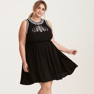 Torrid black embroidered dress